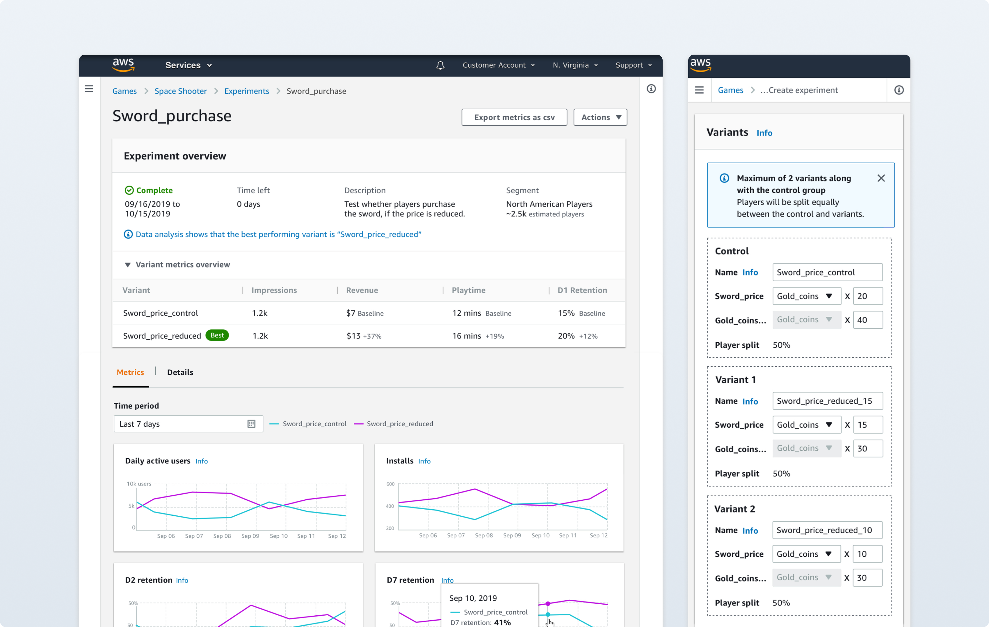 AWS Game Experimentation